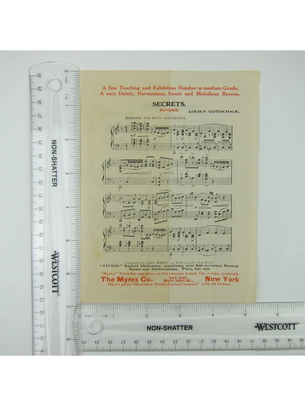 Sheet Music Sampler The Myrex Co Secrets, Morning Star, Song of Sea Antique 1911